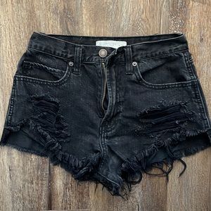 Abercrombie High Rise Black Denim Shorts